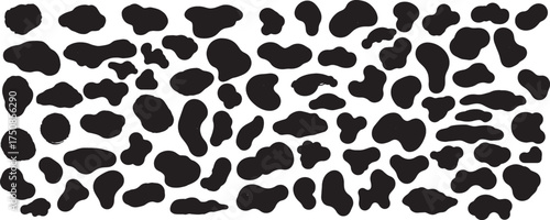 Abstract cow print pattern black irregular blob shapes seamless vector design