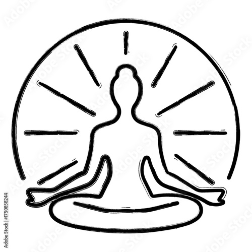 buddhism icon, brush strokes, vector illustration on white background.