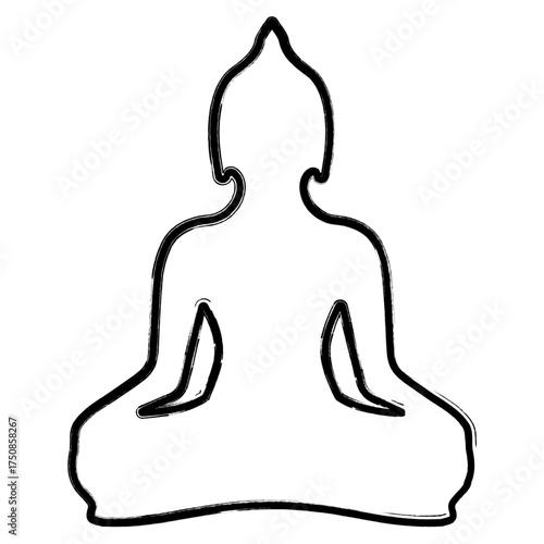 buddhism icon, brush strokes, vector illustration on white background.