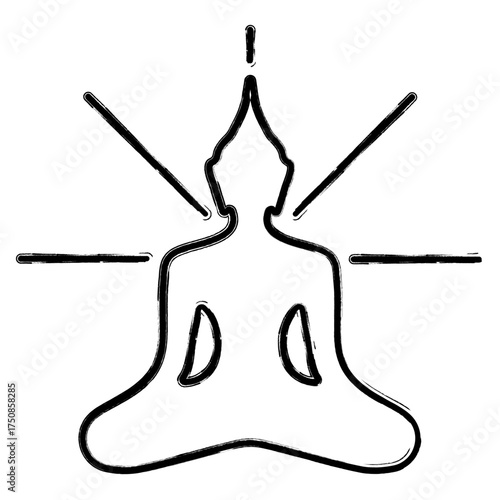 buddhism icon, brush strokes, vector illustration on white background.