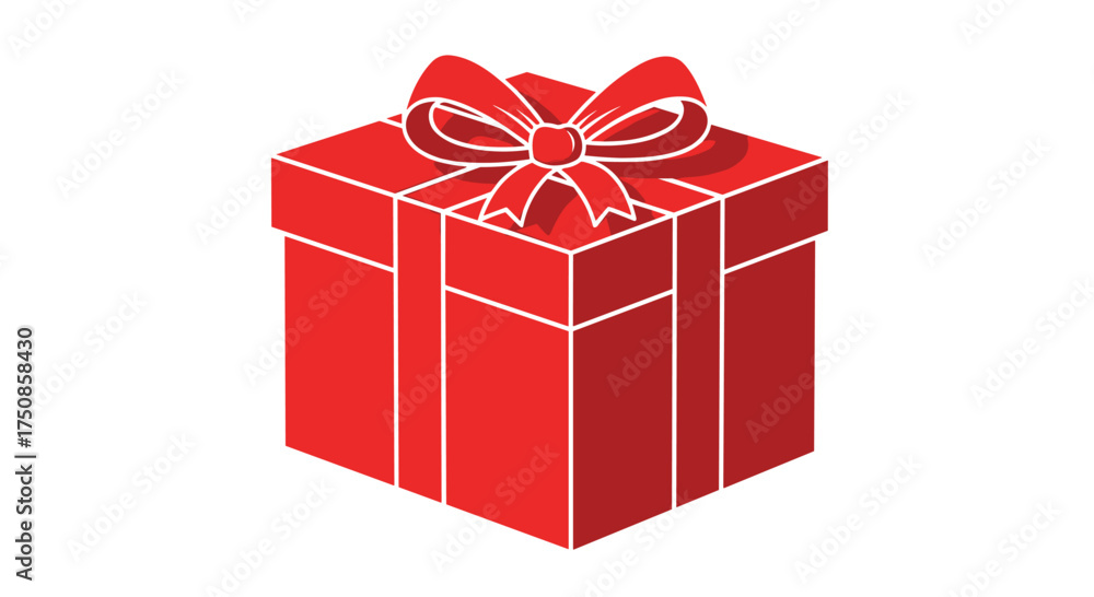 Obraz premium Vibrant red gift box with bow offers cheerful holiday vibes for marketing, seasonal promotions, or heartfelt celebrations of giving and receiving joy