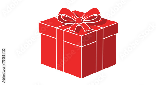 Vibrant red gift box with bow offers cheerful holiday vibes for marketing, seasonal promotions, or heartfelt celebrations of giving and receiving joy