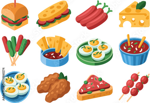 Collection of popular fast food and snack items