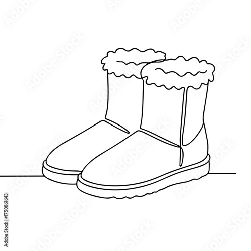 Fur-lined winter boots in minimalist style on a plain background  