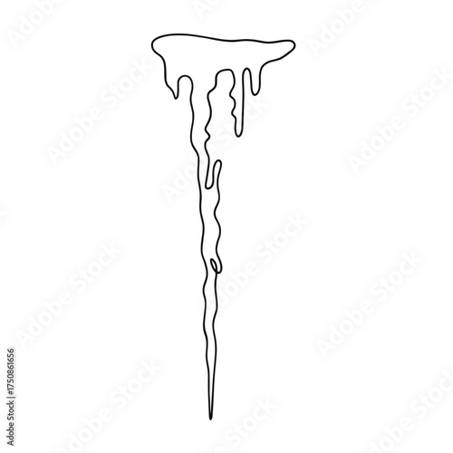 Icicle with melting tips in a minimal outline style for winter  