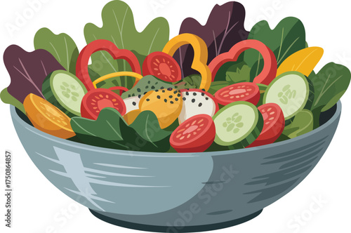 Fresh and colorful mixed green salad in a bowl