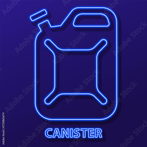 canister neon sign, modern glowing banner design, colorful modern design trend on black background. Vector illustration.