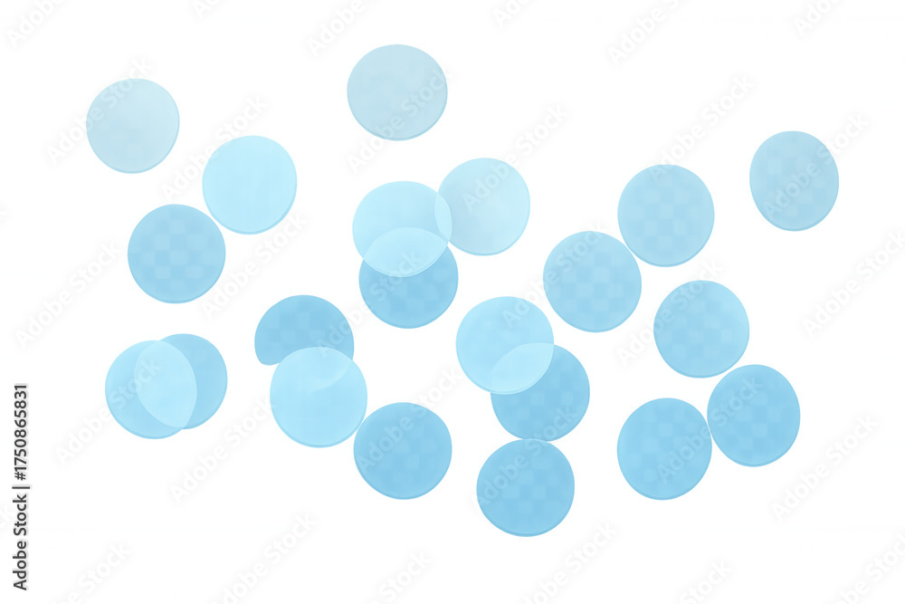 Fototapeta premium Blue bokeh effect overlay creating abstract circle light reflections on transparent background