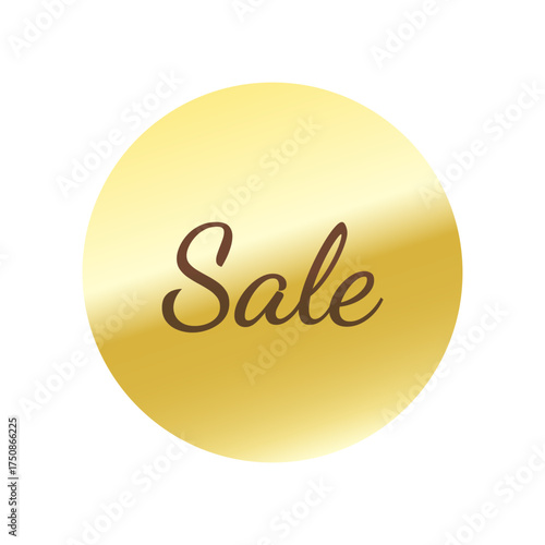 光沢のあるアイコン_Sale_Dancing Script font_丸型_GOLD