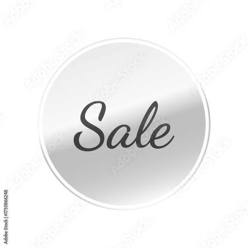 光沢のあるアイコン_Sale_Dancing Script font_線囲み丸型_SILVER