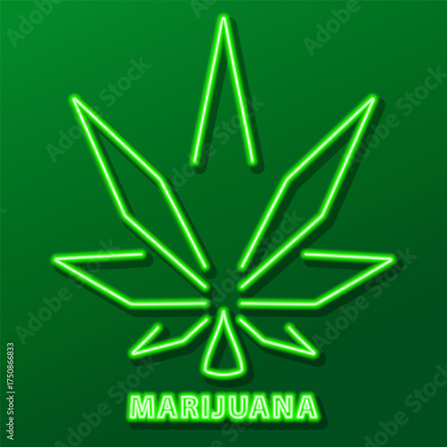 marijuana neon sign, modern glowing banner design, colorful modern design trends. Vector illustration.