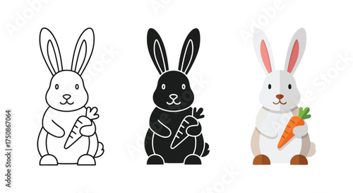Cute cartoon rabbit holding a carrot