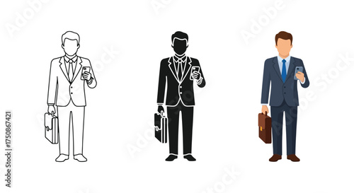 A vector illustration of a group of business people standing together in a teamwork pose, including businessmen and businesswomen in suit and office attire
