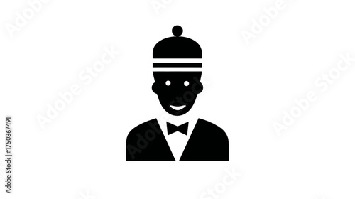 Bellhop icon, hotel porter or concierge staff silhouette. Hospitality service glyph for travel and accommodation business.