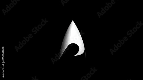 Sleek abstract white modern design element with soft gradient on a dark black background, minimalist futuristic concept.