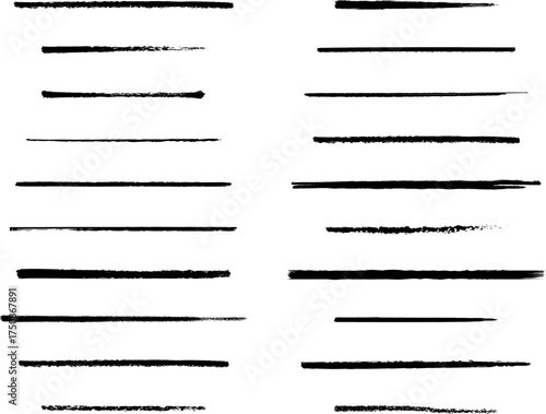 Collection of textured brush stroke lines for graphic design and artistic projects