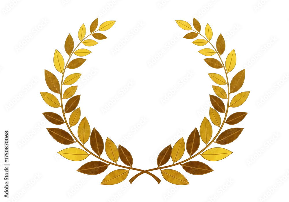 Obraz premium Golden laurel wreath isolated on transparent background