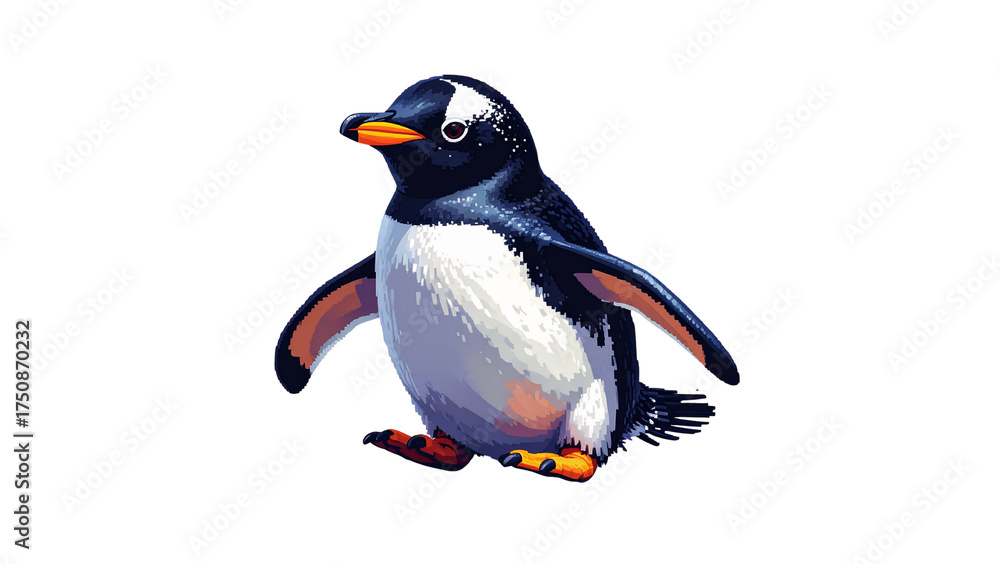 Fototapeta premium A cute black and white penguin bird for a wildlife