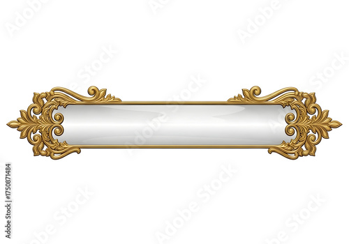 Ornate golden decorative frame with blank space isolated on transparent background