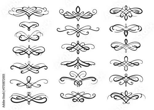 Elegant Collection of Calligraphic Swirls Flourishes and Decorative Dividers Designs