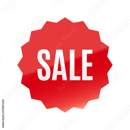 光沢のあるアイコン_SALE_Antonio font_浅めのギザギザ型_RED