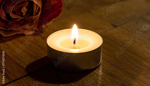 candle and rose petals