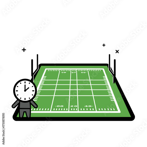 Vector clock coach watching rugby match