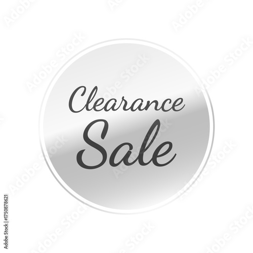 光沢のあるアイコン_Clearance Sale_Dancing Script font_線囲み丸型_SILVER