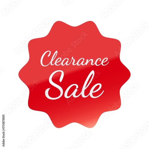 光沢のあるアイコン_Clearance Sale_Dancing Script font_なめらかなジグザグ型_RED