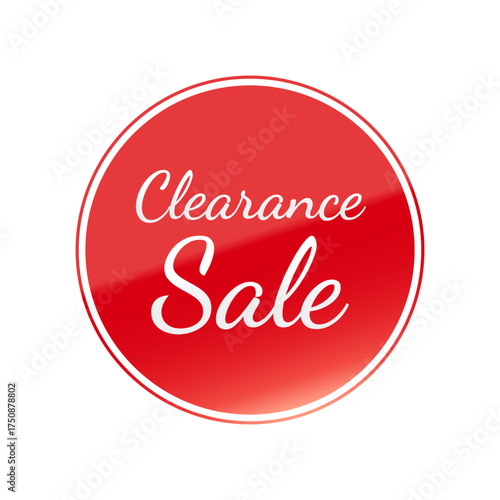 光沢のあるアイコン_Clearance Sale_Dancing Script font_線囲み丸型_RED
