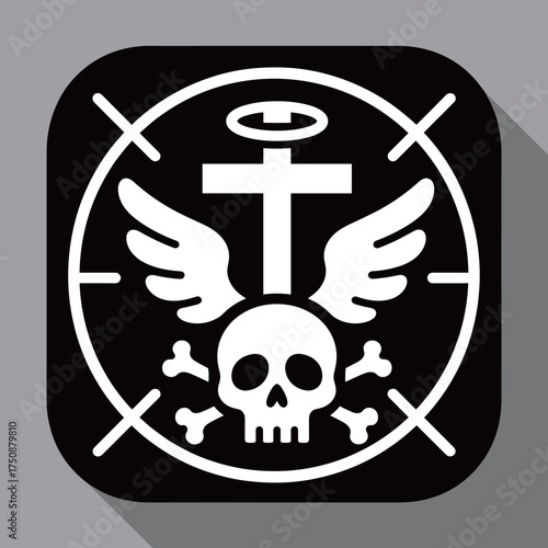 Holy Retribution Skull Emblem with Wings and Cross Target Icon
