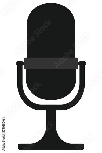 Classic microphone silhouette icon for podcast branding, voice recording, and studio logos