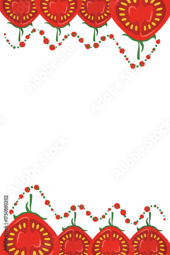 Creative border design with garden tomatoes, amazing frame for cooking blog banners