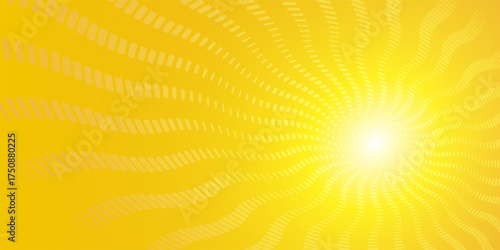 Sunbeam explosion with radial rays and vintage comic burst pattern in yellow and orange color with bright solar energy flare on modern background retro texture vector illustration design