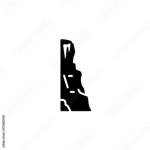 Cliff face icon in black for mountain, nature or climbing themes