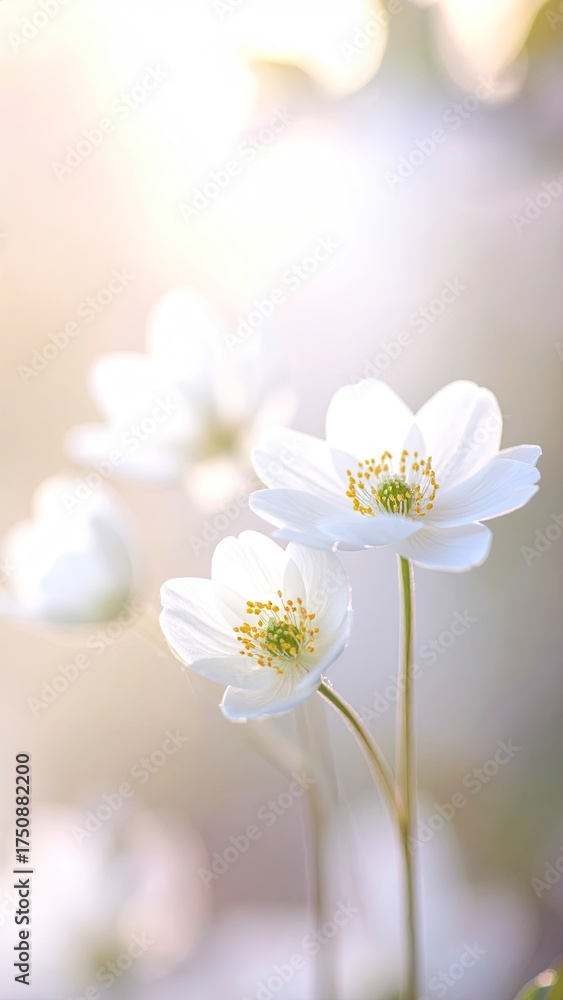 Obraz premium Delicate White Flowers in Soft Sunlight
