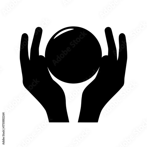 Two hands holding a sphere, evoking magic, mysticism and spirituality