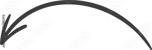 Hand-drawn arrow. Curved sketch and doodle of pointers. Thin scribble. Simple element