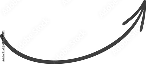 Hand-drawn arrow. Curved sketch and doodle of pointers. Thin circle scribble. Simple circular element