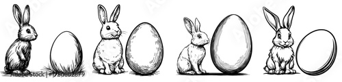 The Easter celebration is symbolized by a rabbit's silhouette gazing at a large egg