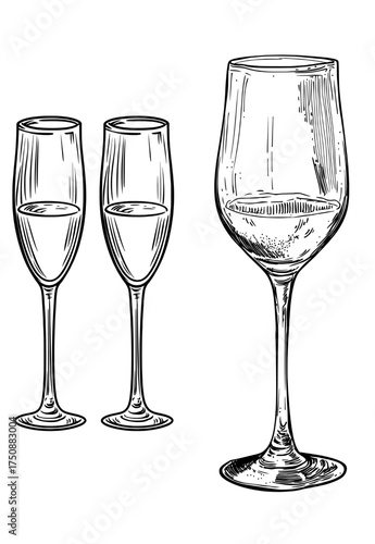 Showcasing minimalism and elegance, the design of the wine glass is represented by a black silhouette