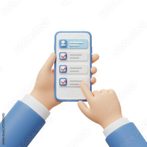 3D illustration of hands holding smartphone Generative AI