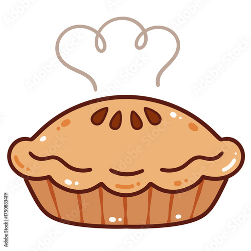 Homemade pie fresh from oven illustration