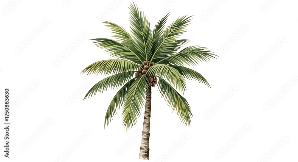 Obraz premium Palm Tree Illustration - Tropical Paradise and Exotic Vacation Vibes.