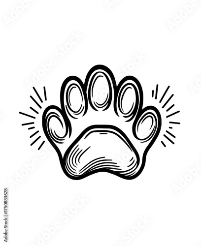 This simple and minimalist design incorporates a black paw print silhouette icon symbolizing animal tracks