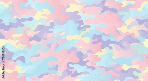 Abstract pastel camouflage pattern with soft colors blending together, ideal for graphic design backgrounds