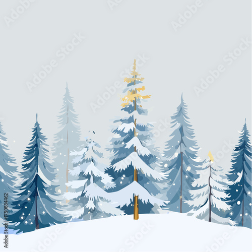 Sanfte Aquarell-Tannenbäume, die leicht mit Schnee bedeckt sind