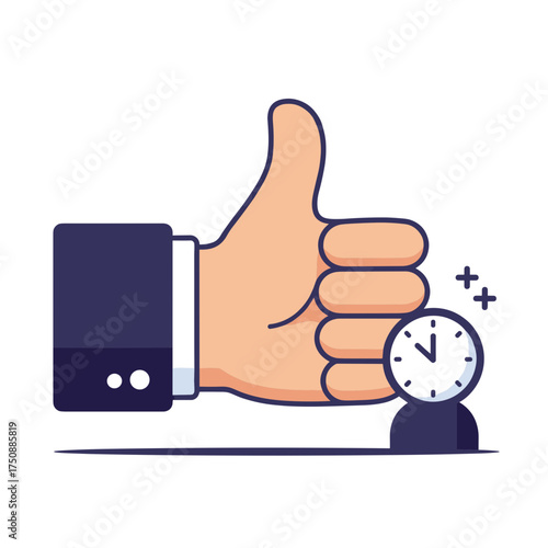 Thumbs up hand with clock mascot