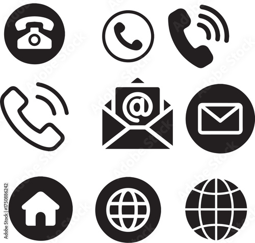 Web Icons Set with Communication and Business Symbols