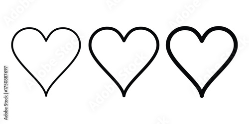black heart outline icon set